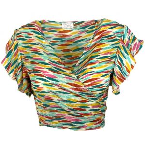 Noe Bohemian Wrap Top - Blue/Yellow