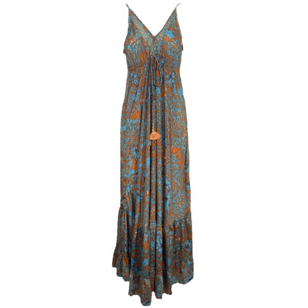 Ruffle Bohemian Dress Orange/Blue