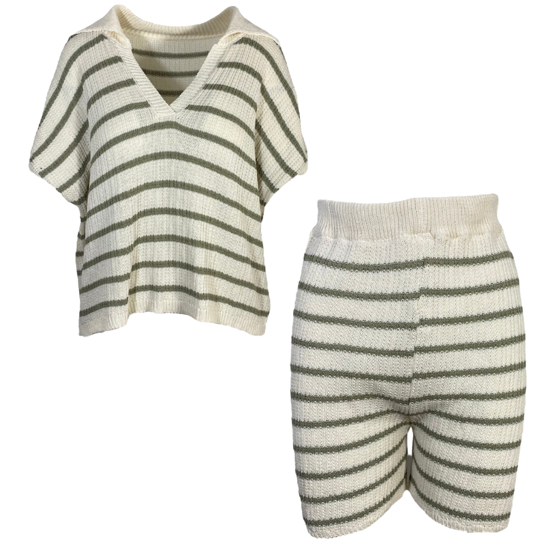 Knitted Set Stripe Green Moskito