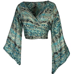 Bohemian Wrap Top Paisley Turquoise