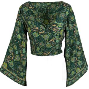 Bohemian Wrap Top Flower Green