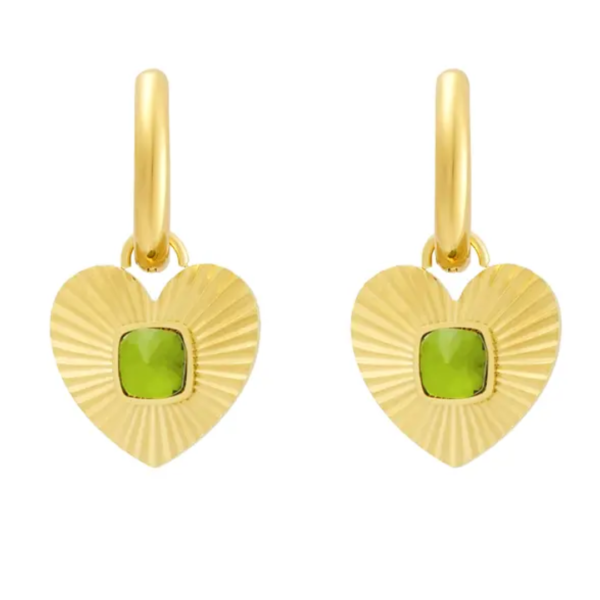 Heart Earring Gold/Green