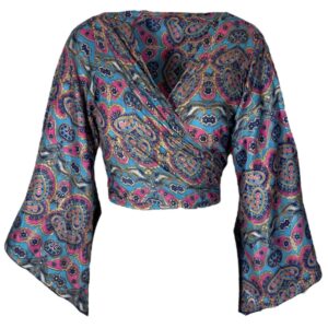 Bohemian Wrap Top K.Blue/Fuchsia