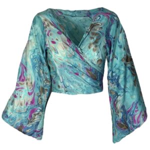 Bohemian Wrap Top Blue/Fuchsia