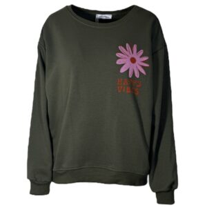 Happy Vibes Sweater Army Green